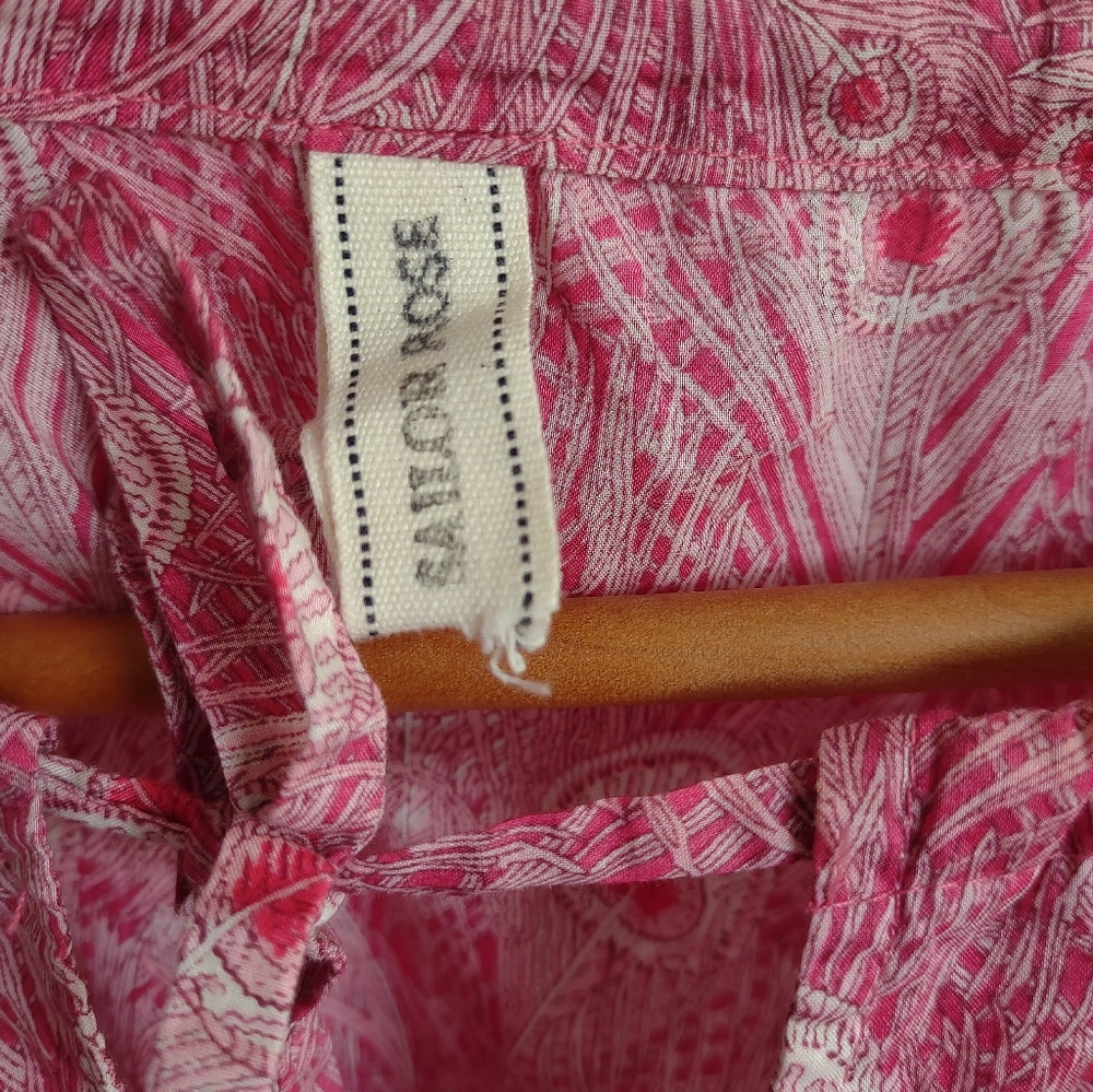 Sailor Rose Pink Paisley Tunic Dress Boho Long Sleeve Made in NY size Large - Picture 3 of 5